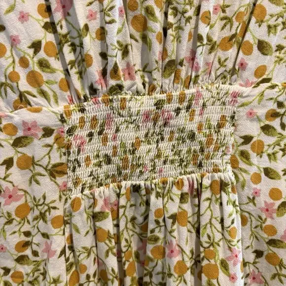 Urban Outfitters M Bloom Dainty Smocked‎ Minidress Sundress Feminine Low Cut - Picture 12 of 16